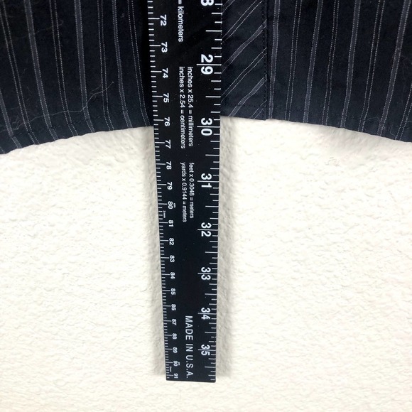 𝅺source DNM Shirt Black Gray Striped Embroidered Graphic Button Up Size Large - Picture 12 of 12